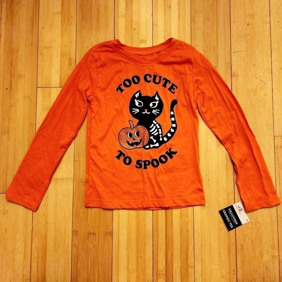NWT Way To Celebrate Halloween Orange Long Sleeve "TOO CUTE TO SPOOK" Girls 4/5 - Picture 3 of 11